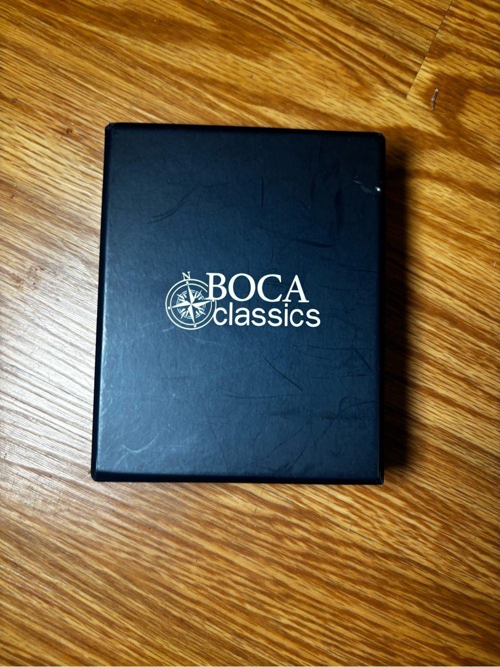 Boca Classics Men's Black Trifold Wallet Solid Logo Accent Credit Card